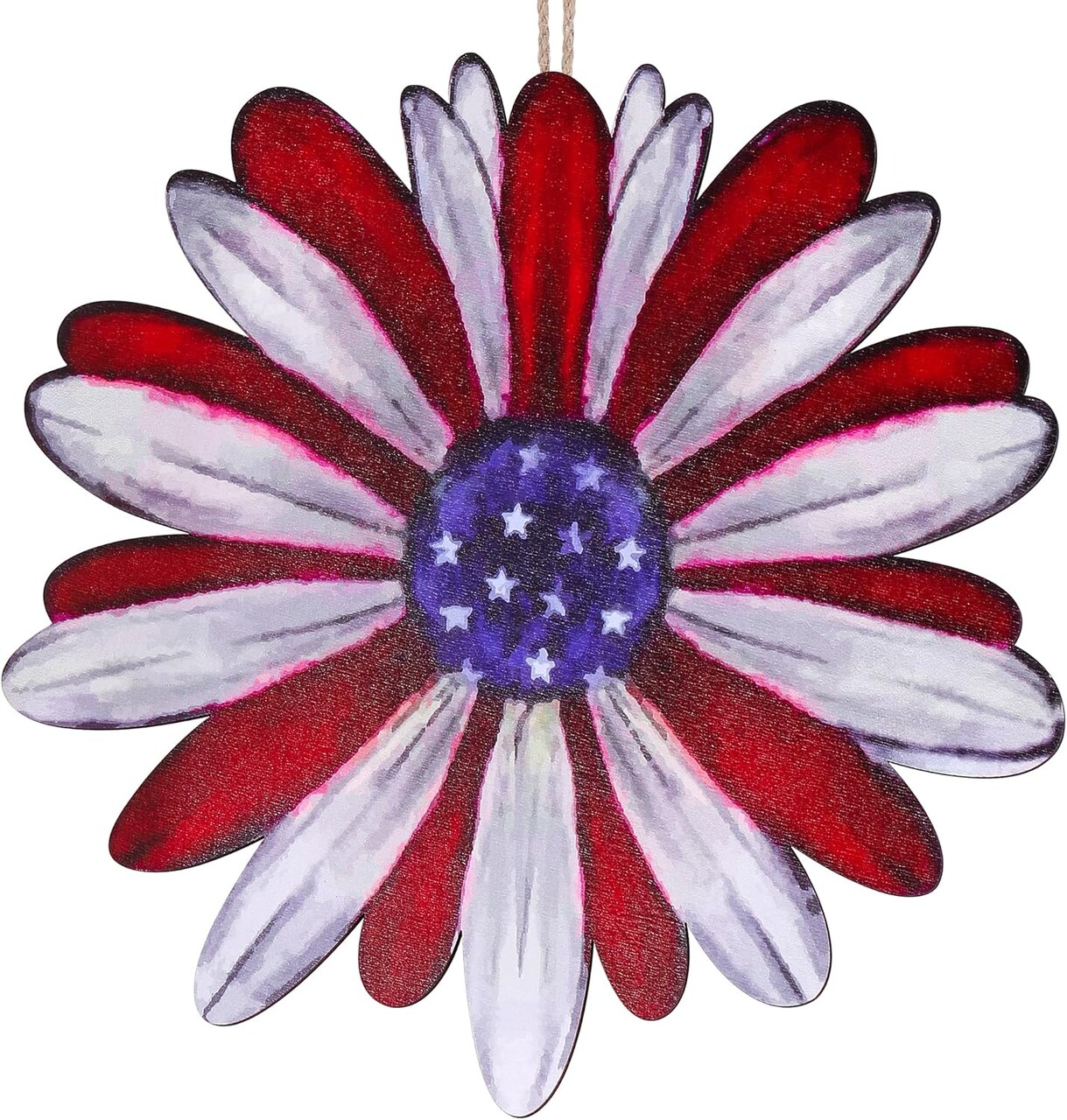 Patriotic 4th of July Front Door Sign – Double-Sided Wooden Independence Day Wreath, Hanging Plaque for Porch, Wall, or Window, Memorial Day & July 4th Decoration